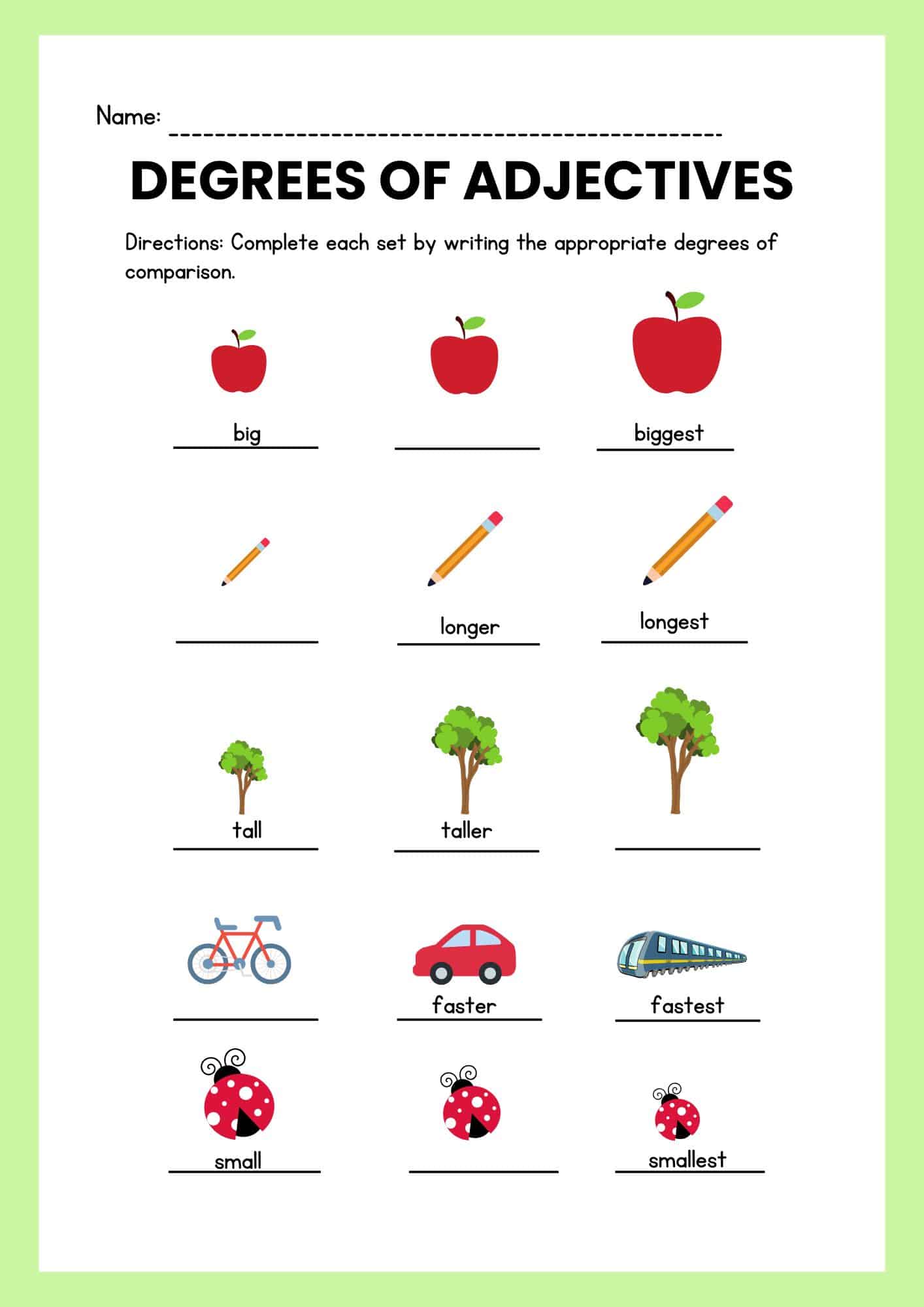  degrees of comparison of adjectives вправи